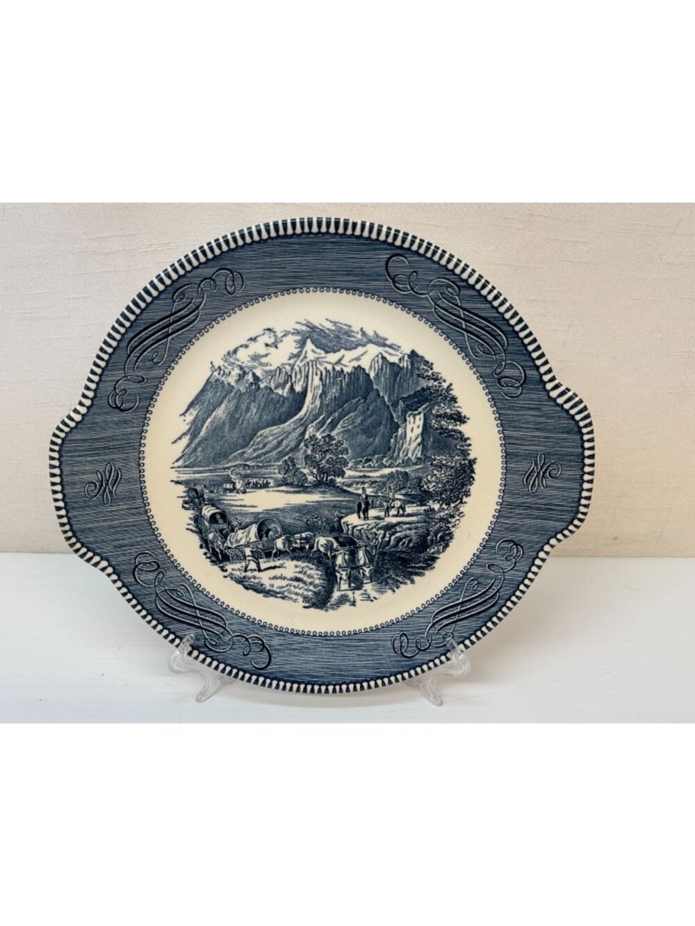 Currier & Ives Cake Plate -The Rocky Mountains-VTG 70's